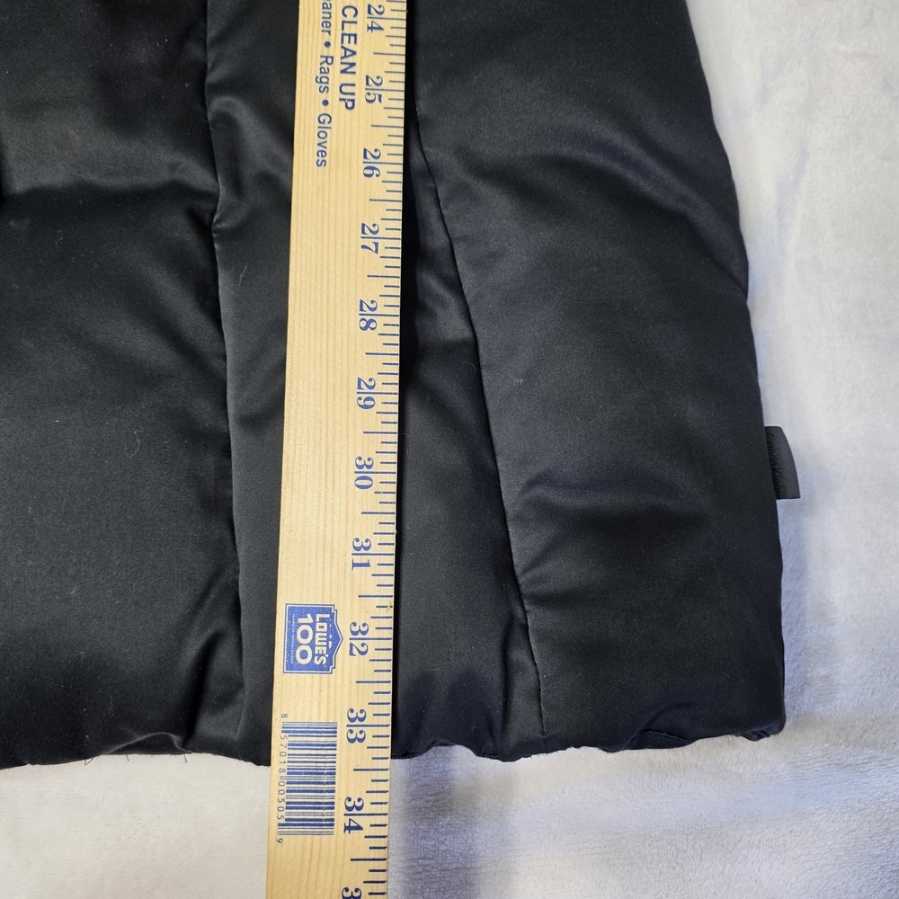 CALVIN KLEIN Black Womens Size Large Long Duck Down Quilted Hooded Puffer Coat - Picture 10 of 11
